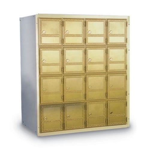 16-Door Rear Load Brass Mailbox